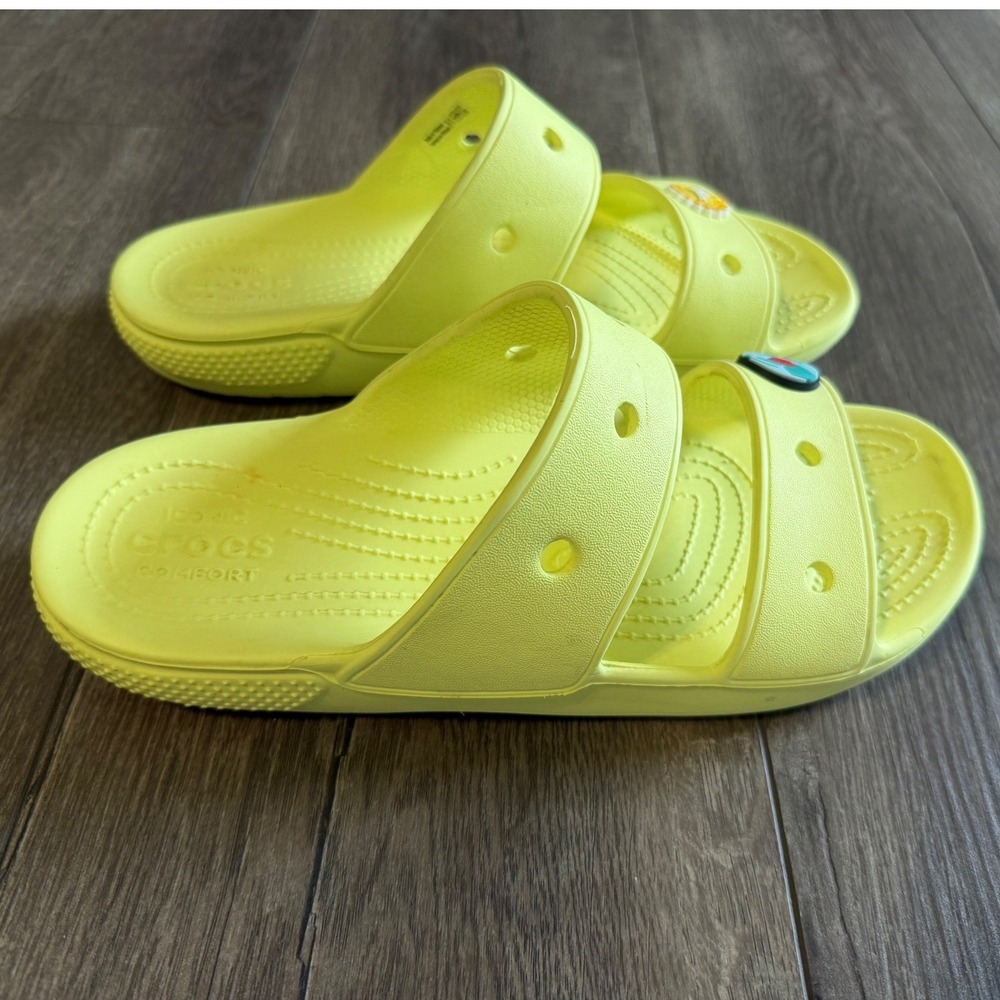 Crocs Classic Sandal 2.0 Neon Yellow Double Strap Slide Womens 9 Mens‎ 7